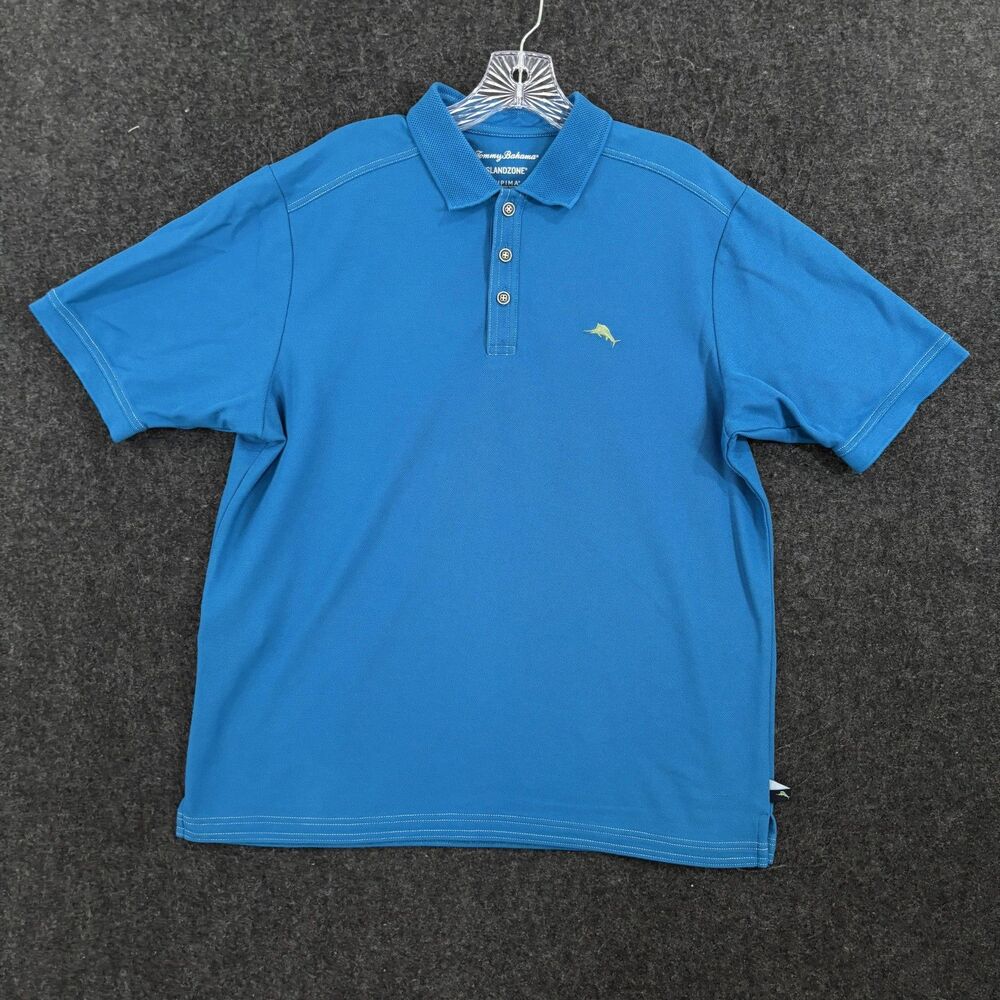 Tommy Bahama Emfielder IslandZone Polo Shirt Men's Medium Blue Supima Cotton